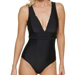 Tommy Hilfiger 8 Swimsuit Ruffled One-Piece Swimsuit in black NWT